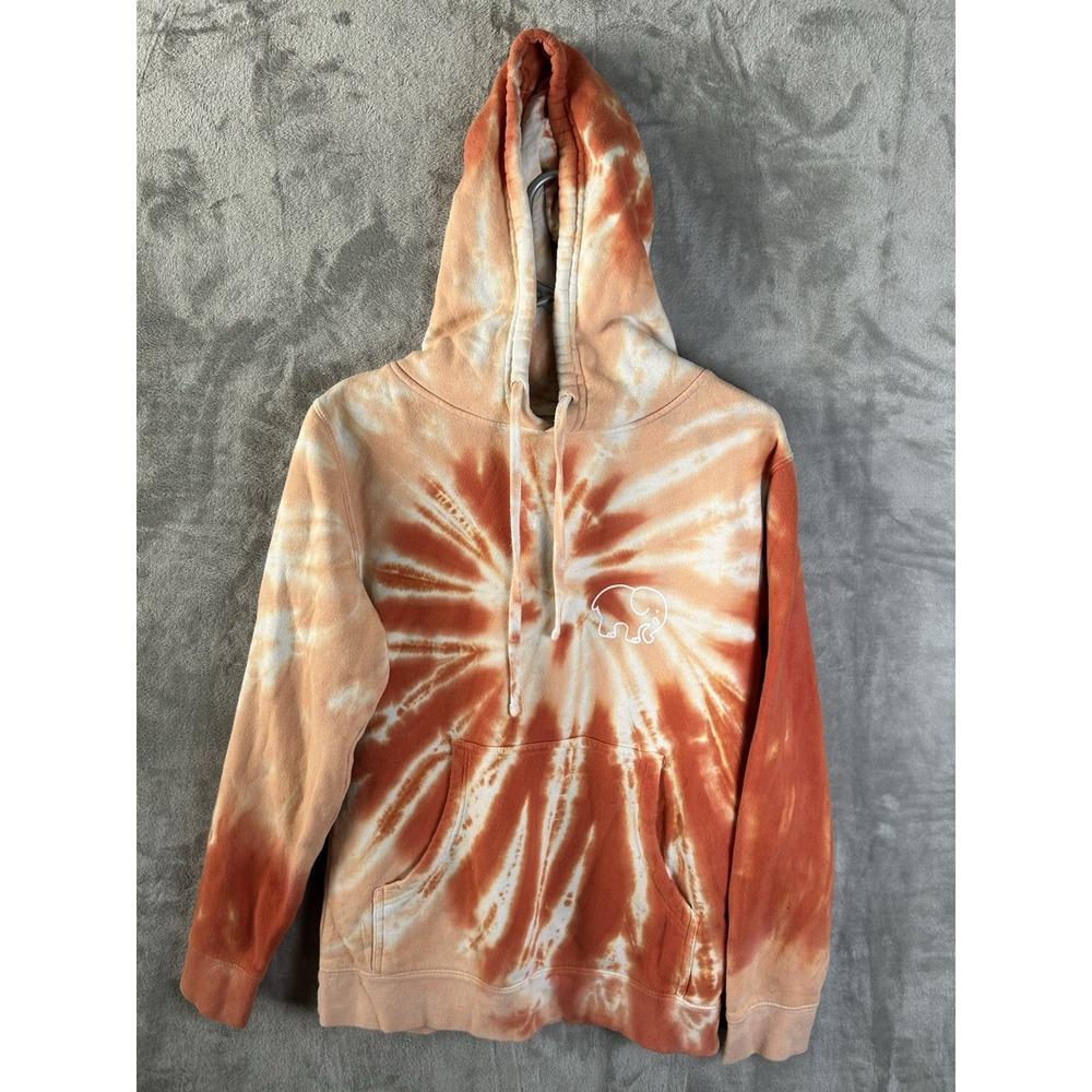 Ivory Ella PEONY Orange & White CLOUD TIE DYE Hoodie SWEATSHIRT Size XS